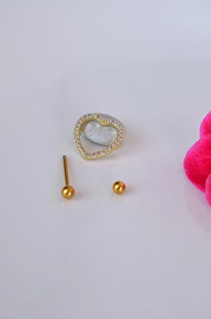 Kalp Model Nipple Piercing Çelik Meme Ucu Piercingi Gold Renkli