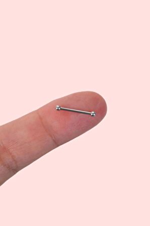 2 mm İki Ucu Mini Toplu Düz Nipple Piercingi Çelik Meme Ucu Piercingi