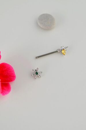 Çiçek ve Arı Figürlü Nipple Piercingi Çiçekli Meme Ucu Piercingi