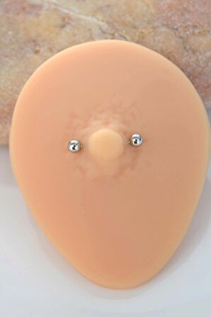Kalp Taş Detaylı Nipple Piercing Zirkon Taşlı Meme Ucu Piercingi