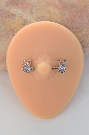 Tavşan Kulak Nipple Piercing Mini Yıldızlı Tavşan Kulak Meme Ucu Piercingi