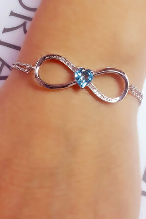 925 Ayar Topaz Aşkımız Sonsuz Pırlanta Bileklik (GPB0020)