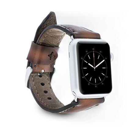 Apple Watch Uyumlu Deri Kordon 42-44-45mm SM26 Kahve