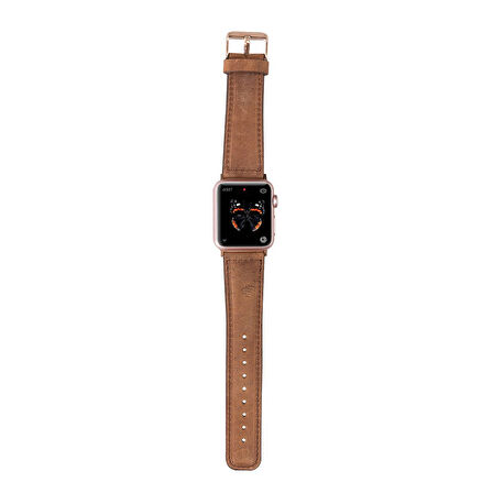 Apple Watch Uyumlu Deri Kordon 42-44-45mm G19 Taba