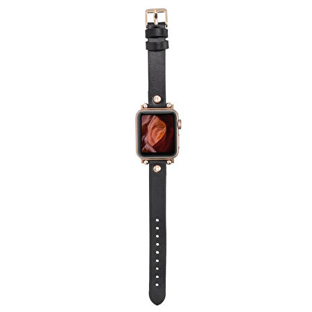 Apple Watch Uyumlu Deri Kordon 38-40-41mm RT RST1 Siyah