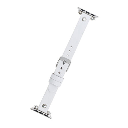 Apple Watch Uyumlu Deri Kordon 38-40-41mm ST F3 Beyaz