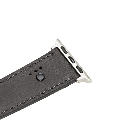 Apple Watch Uyumlu Deri Kordon 42-44-45mm BT Siyah