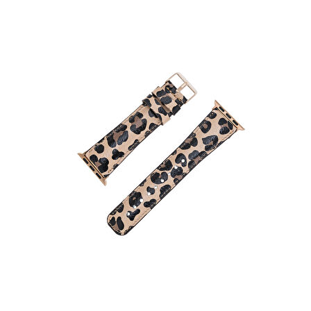 Apple Watch Uyumlu Deri Kordon 42-44-45mm Leopar NE
