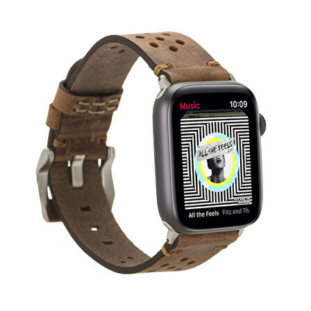 Apple Watch Uyumlu Deri Kordon Vigo 42-44-45mm G2 Kahve