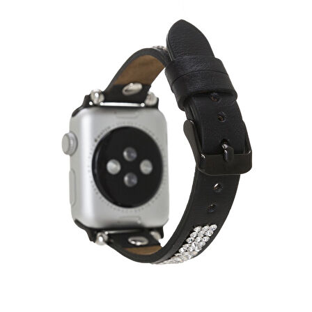 Apple Watch Uyumlu Deri Kordon 38-40-41mm Taşlı ST RST1