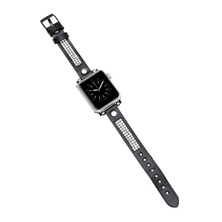 Apple Watch Uyumlu Deri Kordon 38-40-41mm Taşlı ST RST1
