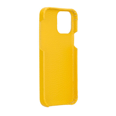 Apple iPhone 12 mini Uyumlu Deri Arka Kapak F360 FL12 Sarı