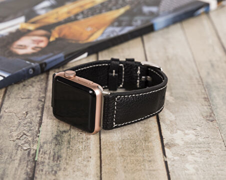 Apple Watch Uyumlu Deri Kordon 42-44-45mm NM4-AS1 Siyah