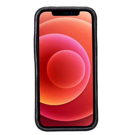 Apple iPhone 12 mini Uyumlu Deri Arka Kapak ROCK RST1 Siyah