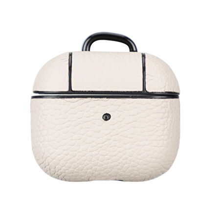 Apple AirPods 3.nesil Uyumlu Deri Kılıf Juni ERC3 Bej