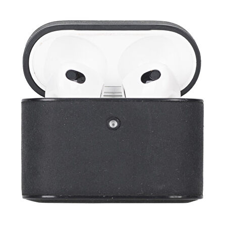 Casquet Apple AirPods 3.nesil Uyumlu Deri Kılıf G1 Siyah