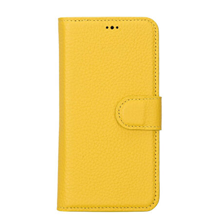 Apple iPhone 14 Uyumlu Deri Cüzdanlı Kılıf MWWN FL12 Sarı