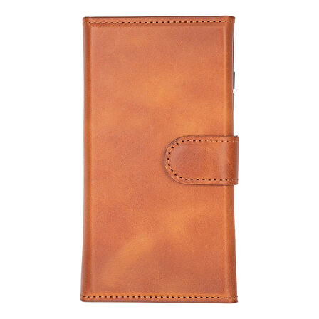 Samsung Galaxy S25 uyumlu, Hakiki Deri, El Yapımı, Cüzdanlı Kılıf, Gölgeli Kahve