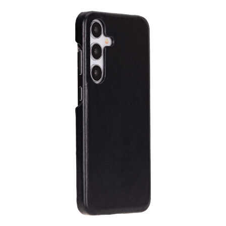 Samsung Galaxy S25 Plus Uyumlu, Hakiki Deri, El Yapımı Arka Kapak, Kömür Siyah