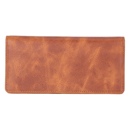 Aura Hakiki Deri, El Yapımı, Telefon Bölmeli, Kadın Cüzdanı, Karamel