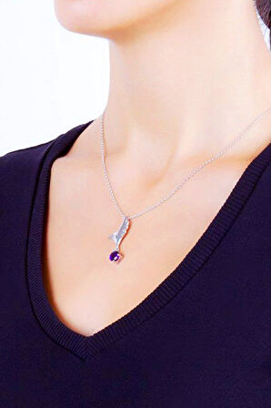 925 Ayar Pırlanta Ametist 'Aşk Meleği' Kanat Kolye (GPK0004)