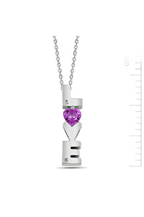925 Ayar Ametist 'Tek Aşkımsın' Pırlanta Kolye (GPK0018)