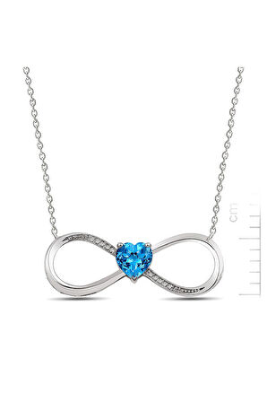 925 Ayar Mavi Topaz 'Aşkımız Sonsuz' Pırlanta Kolye (GPK0020)