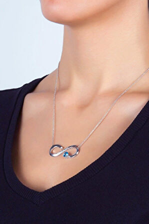 925 Ayar Topaz Sonsuzda Beraber Pırlanta Kolye (GPK0023)