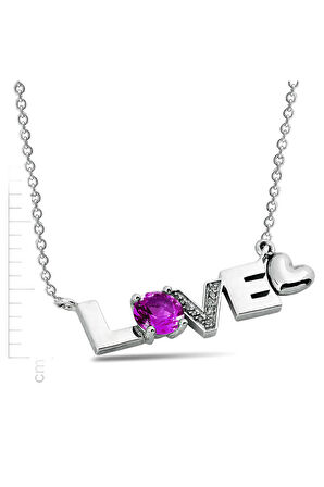 925 Ayar Ametist 'Kalbim Senin' Pırlanta Kolye (GPK0027)