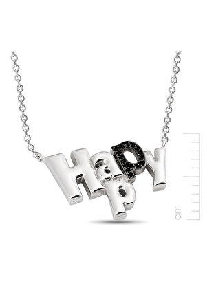 925 Ayar Altın Kaplamalı 'Mutluyum' Pırlanta Kolye (GPK0033)