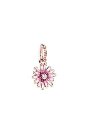 Gümüş Pembe Papatya Sallantılı Charm