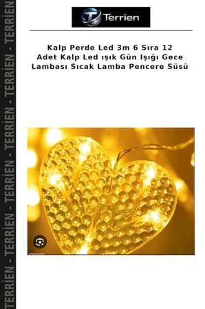 Kalp Perde Led 3m 6 Sıra 12 Adet Kalp Led ışık Gün Işığı Gece Lambası Sıcak Lamba Pencere Süsü