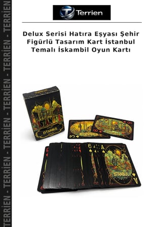 Delux Serisi Hatıra Eşyası Şehir Figürlü Tasarım Kart İstanbul Temalı İskambil Oyun Kartı