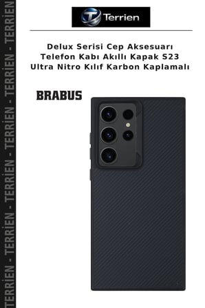 Delux Serisi Cep Aksesuarı Telefon Kabı Akıllı Kapak S23 Ultra Nitro Kılıf Karbon Kaplamalı