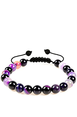 Sertifikalı Doğal Mor Akik Taşı Doğal Taş Bileklik