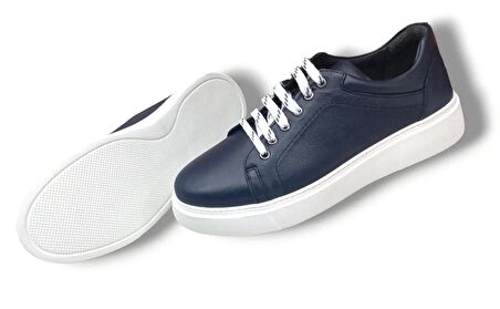 Growish GR0004 Hakiki Deri Kalın Taban Lacivert Sneaker Erkek Ayakkabı