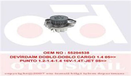 Graf PA1030 Devirdaim Doblo- Doblo Cargo 1.4 05 Grande Punto 1.2-1.4-1.4 16V-1.4T-Jet 05 Bravo 1.4 Tjet 07 55221397