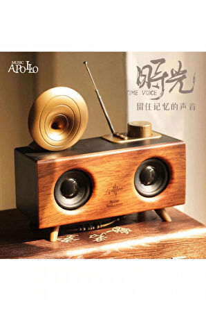 Antika Klasik Ahşap Bluetooth Hoparlör Fm Radyo Gramofon B6