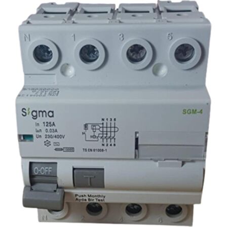 4X125A 30MA KAÇAK AKIM RÖLESİ (5Lİ) SİGMA