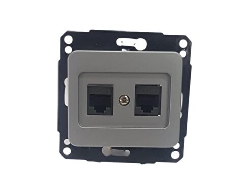 KELEBEK METALİK GRİ 2XRJ45 PRİZ (10ADET) METESAN