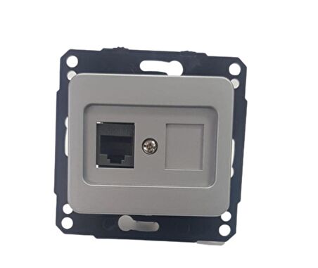 KELEBEK METALİK GRİ 1XRJ45 PRİZ (12ADET) METESAN