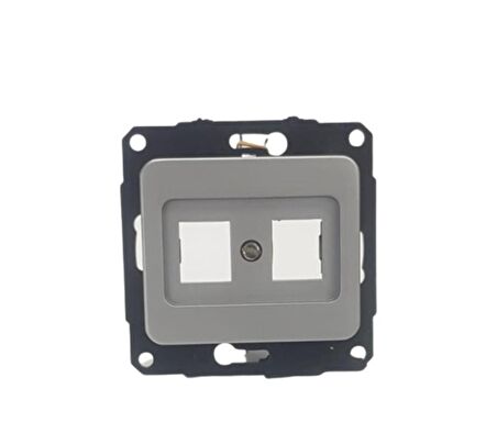 KELEBEK METALİK GRİ 2XRJ45 PRİZ KONNEKTÖRSÜZ (5ADET) METESAN