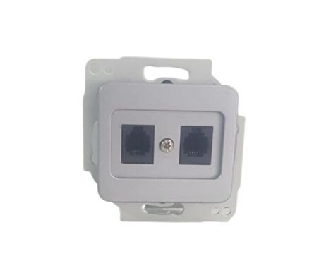 KELEBEK METALİK GRİ 2XRJ11 TELEFON PRİZ (5ADET) METESAN