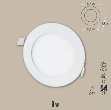 CT-5146 9W/3200K ALM. PANEL LED ARMATÜR (GÜNIŞIĞI-6ADET) CATA