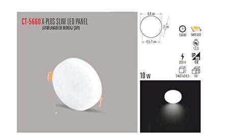 CT-5660 10W/3200K X-PLUS SLIM LED PANEL (G.IŞIĞI-12ADET) CATA