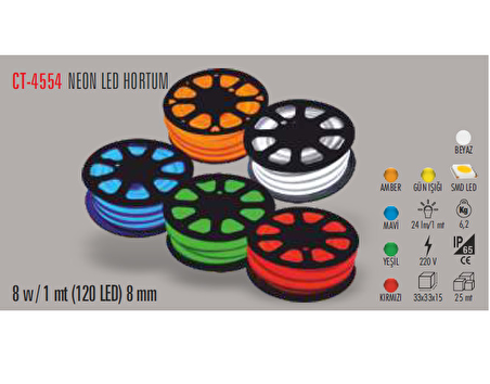 CT-4554 NEON LED HORTUM BEYAZ(25 MT) CATA