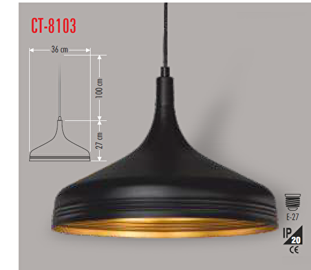 CT-8103 DEKORATİF SARKIT ARMATÜR(SİYAH+SARI) CATA