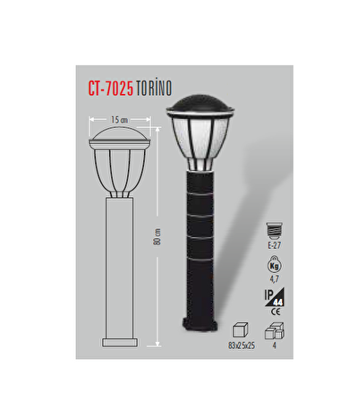 CT-7025 TORİNO BAHÇE ARMATÜRÜ (AMPULSUZ)CATA