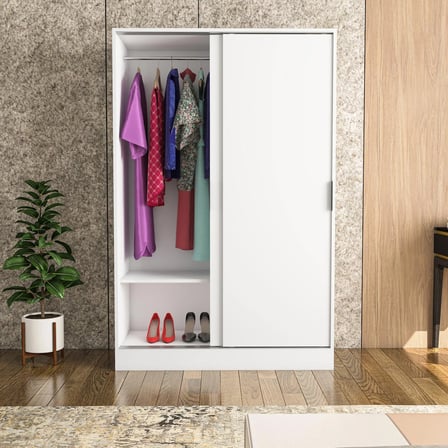 Tumblera Mobilya Berceste Beyaz 2 Sürgü Kapaklı 8 Bölmeli Gardırop 185 cm Yükseklik 120 cm Genişlik 48 cm Derinlik Suntalam
