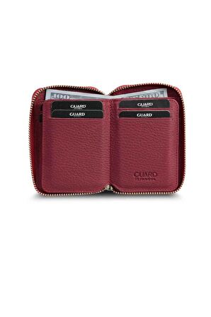 Guard Fermuarlı Kırmızı Deri Mini Cüzdan - GRD2403XW22315